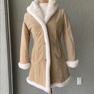 Charles Klein Suede w/Faux Fur Hooded Coat NWOT SM